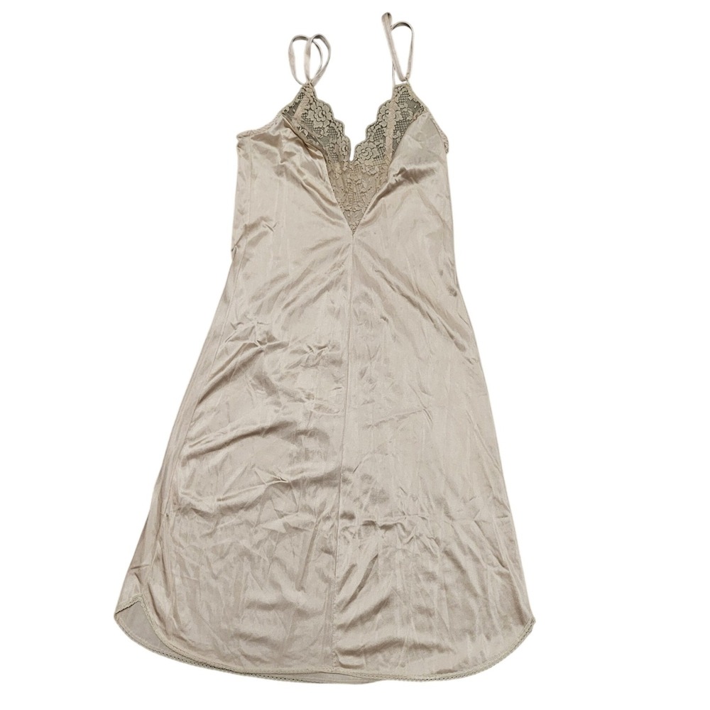 Vintage 90s Bestform Champagne Beige Lace Trim Slip 1402 Size 32 Womens‎ Small